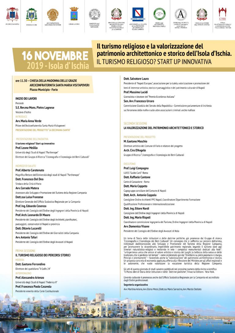 “Il turismo religioso e la valorizzazione del patrimonio architettonico e storico dell’Isola d’Ischia”. Il 16 novembre e tutte le #news.