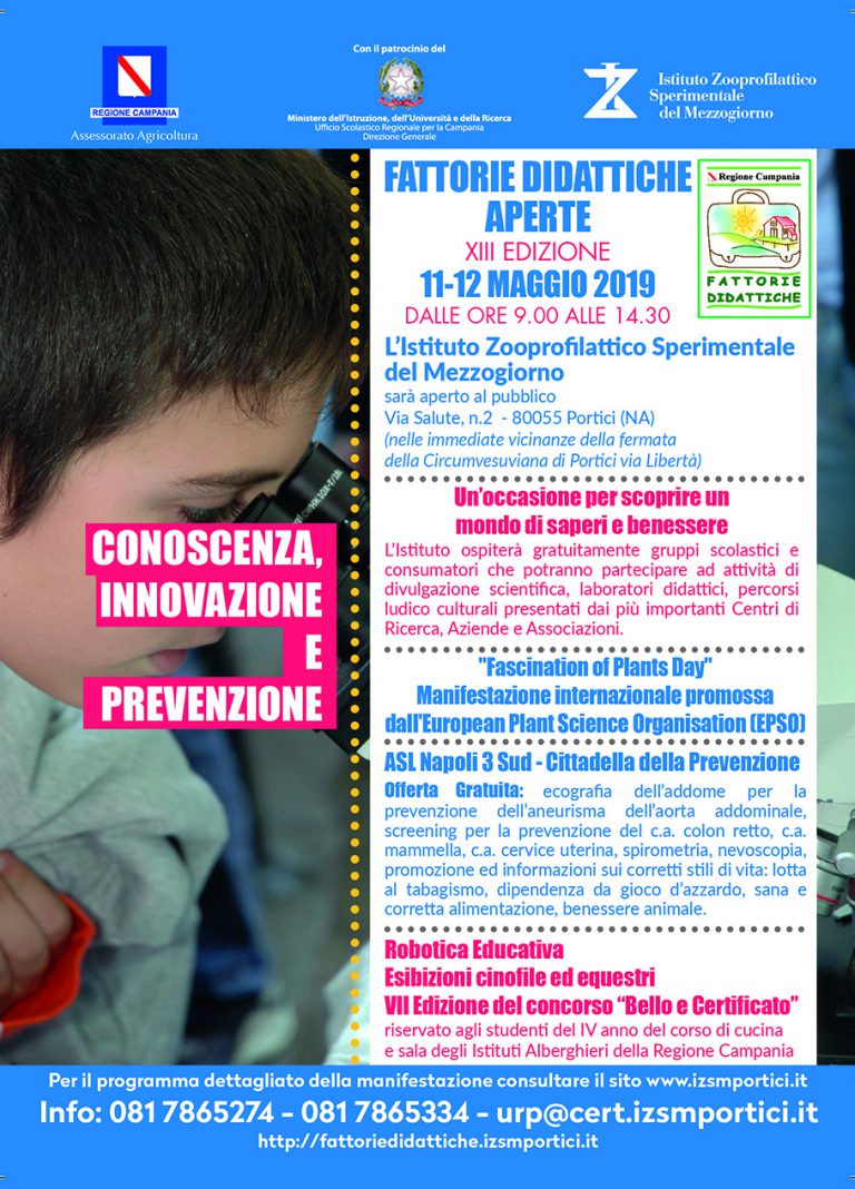 PORTICI- FATTORIE DIDATTICHE APERTE ALL’IZSM: DUE GIORNI ALL’INSEGNA DI CONOSCENZA, INNOVAZIONE E PREVENZIONE.